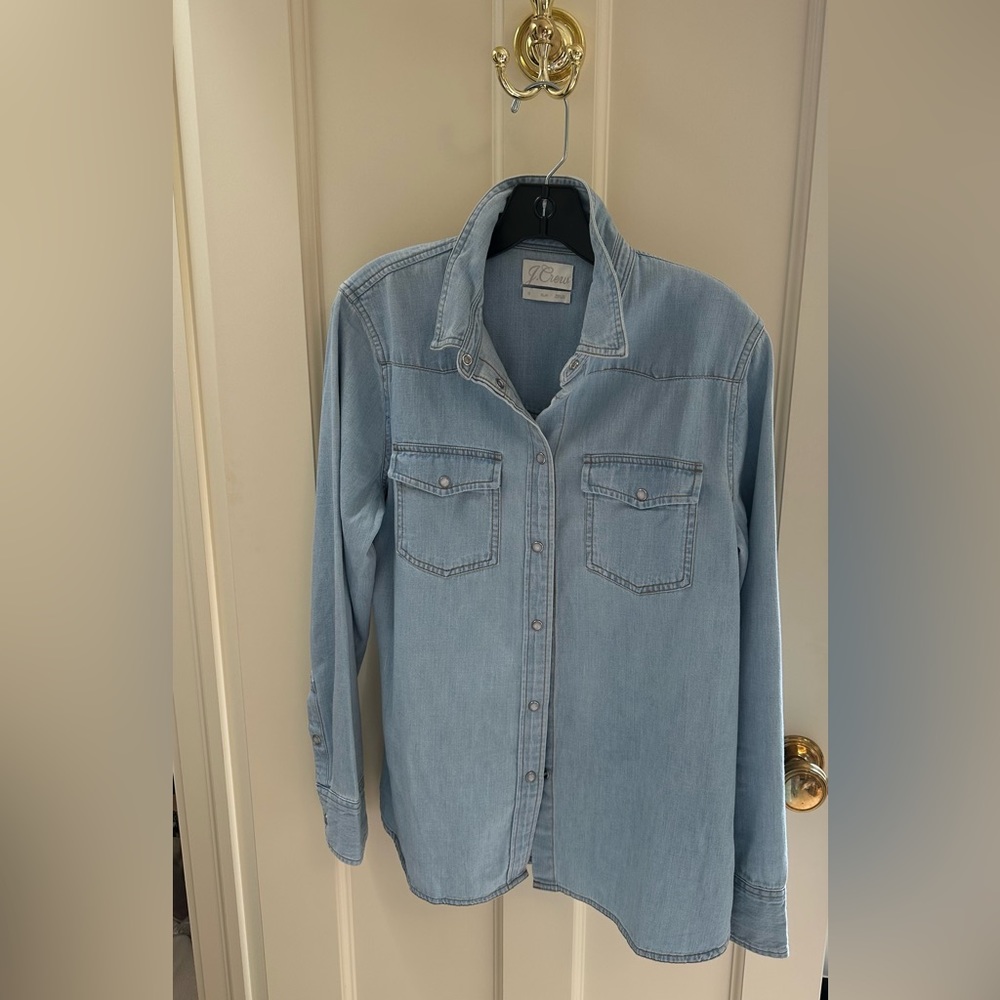 J Crew button down chambray blouse.